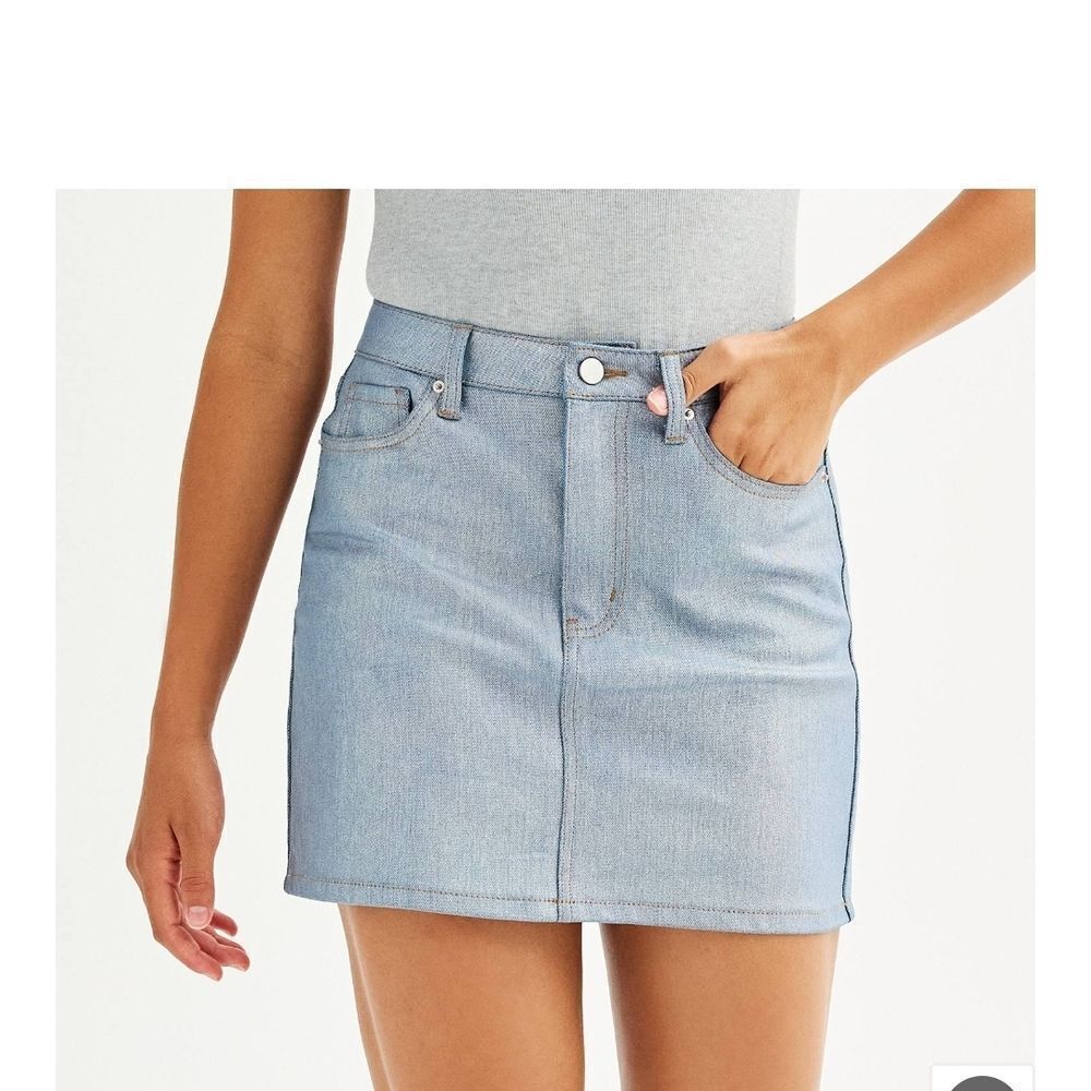 Tinseltown Iridescent Denim Mini Skirt - Size Large